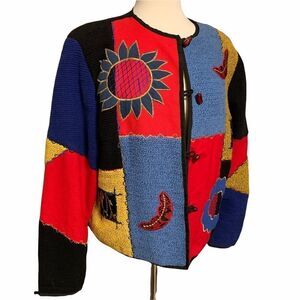 VTG Alex Kin Geometric Exclusive Embroidered ART Decoration Blazer/Cardigan PXL
